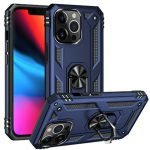 Apple iPhone 13 Pro Max Blauw Ring Kickstand Achterkant Telefoonhoesje