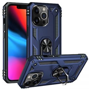 Apple iPhone 13 Blauw Ring Kickstand Achterkant Telefoonhoesje