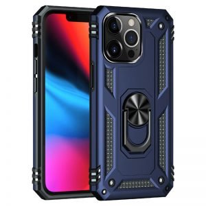 Apple iPhone 14 Pro Max Blauwe Ring Kickstand Back Cover Telefoonhoesje