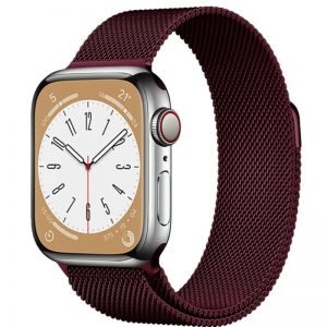 Horloge Bandje Geschikt voor Apple Watch Milanees 38/40/41 mm Donker Rood - Roestvrij staal - Magneet Sluiting