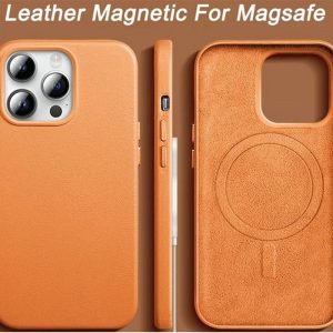 Apple iPhone 13 Pro PU Leer Magsafe Zadel Bruin Hoesje