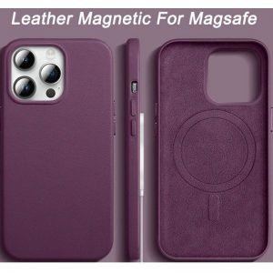 Apple iPhone 13 Pro PU Leer Magsafe Donker Paars Hoesje