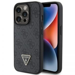APPLE iPhone 15 Pro Max ORIGINELE CASE GUESS - HARDCASE LEDER 4G DIAMANT DRIEHOEK ZWART HOESJE
